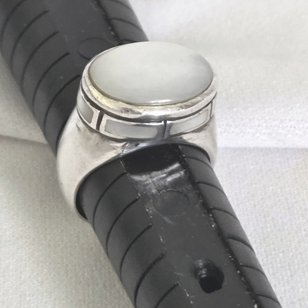 Vintage Sterling Silver 925 Mother of Pearl Inlay Ring Size 7